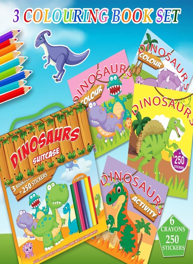 BRIJBASI Early Learning Dinosaur Colouring Fun Activities Art and Craft Suitcase for Kids - 1 Activity Book, 1 Sticker Book with 8 Full Size Colour Pencils - Ages 3+ Years - Image 2